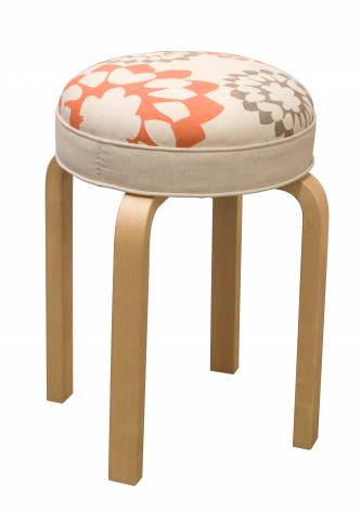 Judy Ross Textiles Hand-made Stool Carousel Linen Furniture coral/smoke